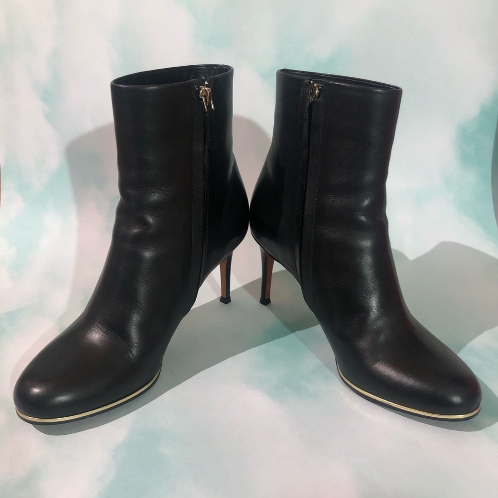 Givenchy Black Leather Gold Trim Boots